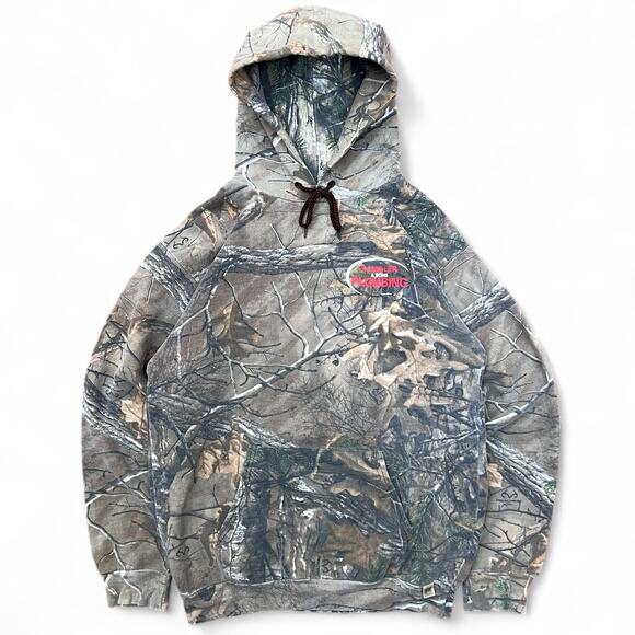 Vintage Y2K Russell Athletic Outdoors RealTree Camo Hoodie Sweatshirt Hooded M - Picture 1 of 14